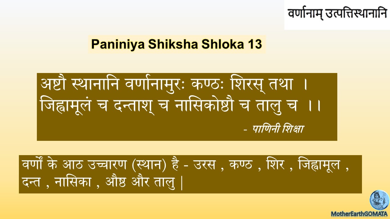 Samskrit letter Pronunciation Places